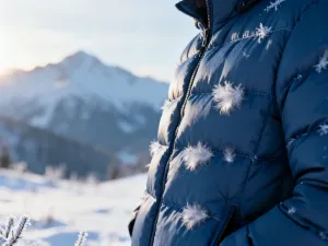 Profesjonalne kijki do nordic walking oparte o drewnianą ławkę na tle jesiennej ścieżki w lesie.