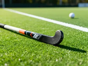 Piłka do piłki ręcznej leżąca na parkiecie hali sportowej na tle bramki, gotowa do treningu rzutów.