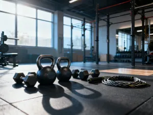 Profesjonalna miarka do stóp obok butów sportowych, ułatwiająca precyzyjny dobór odpowiedniego rozmiaru obuwia.